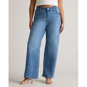 Quince Women Bella Stretch Relaxed Straight Jeans Atlantic Blue 29